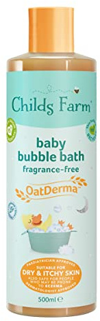 Childs Farm OatDerma Baby Bubble Bath Fragrance-Free Gently Cleanses and Soothes Suitable for Newborns with Dry, Sensitive and Eczema-Prone Skin 500ml