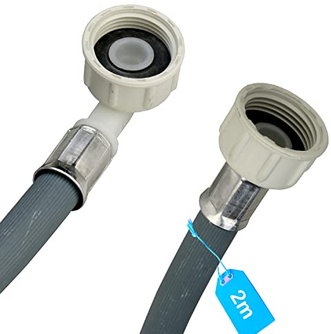 Zulaufschlauch Waschmaschine Geschirrspüler 3/4 Zoll Winkel/Gerade inkl. Dichtung Wasserzulaufschlauch universell verwendbar Hersteller unabhängig aus robustem Kunststoff (2m)