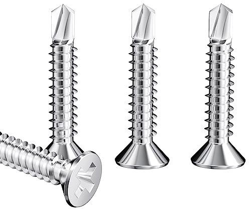 60 PCS Stainless Steel Self Drilling Self Tapping Metal Screws for Iron Sheets, Furniture, Steel Tiles (M4.8 * 25mm)