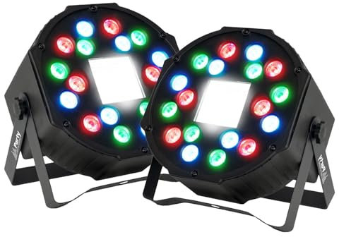Jeux de lumières 2 PROJECTEURs PAR Party Sound & Light PARTY-PAR-STROBE - DMX A 18LED AVEC Stroboscope 36 LED, Etrier