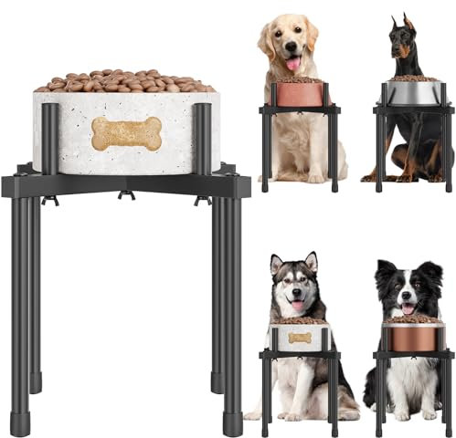JANE EYRE Adjustable Elevated Dog Bowl Stand - Raised Dog Bowls Stand for Medium Large Dogs, Non-Tipping, Anti-Slip