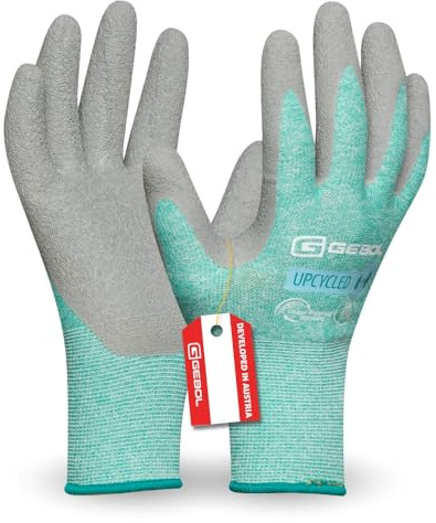 Gebol Upcycled Grip (1 Paar) - Latexhandschuhe aus recycelten PET-Flaschen, Öl- & Wasserabweisende Gummihandschuhe, Arbeitshandschuhe für Garten & Werkstatt, für Damen & Herren, M (Gr. 8), Türkis