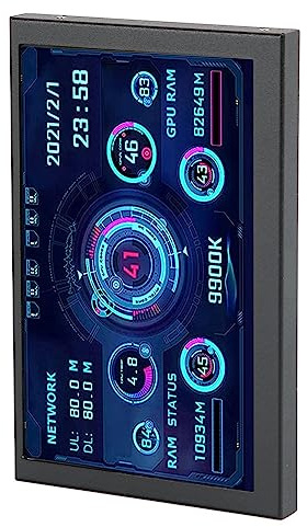 BROLEO Monitor de datos de CPU, 800x480 Monitor de temperatura de computadora multifunción IPS USB de 5 pulgadas para GPU