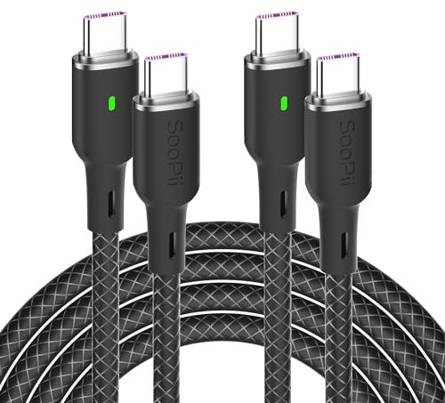SOOPII Cavo da USB C a USB C, cavo di ricarica rapida PD 100W 5A Type C con display a LED [3 m,2pacchi], per telefono 15/15 Pro/Plus/Pro Max, iPad Air/Pro, Macbook Pro, Galaxy