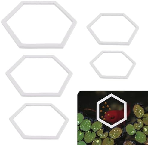 PEUTIER 5pcs Aquarium Floating Plant Corral, Foam Fish Feeding Rings Hexagon Fish Tank Food Ring for Keeping Floating Plants in Place (White)