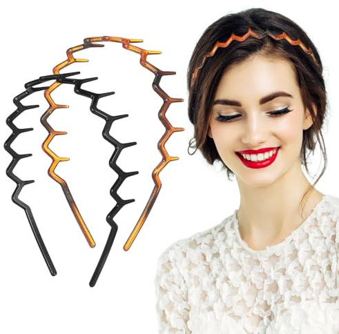 Healvian Gezahnter Haarreifen Damen 2 Stück Rutschfeste Zickzack Stirnbänder Mit Romantischen Details Für Alltag Party Und Vielseitige Haarschmuck Dekoration