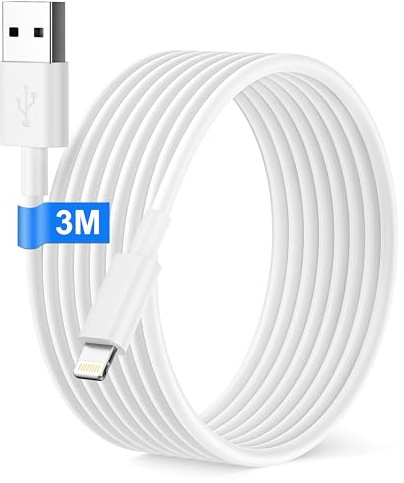 Bamkey Câble Chargeur iPhone 3M [Certifié MFi], Long Câble Lightning USB pour iPhone 14/13/12/11/Pro Max/XS/XR/8/7/6/5/SE/iPad, Cordon Chargeur i-Phone avec Charge Rapide