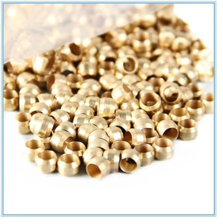 REIUAFWYGV 10Pcs Brass Double Taper Ferrule 4 6 8 10 12 14mm OD Compression Sleeve Seal Ring Fittings Tube centralized Lubrication System(8mm)