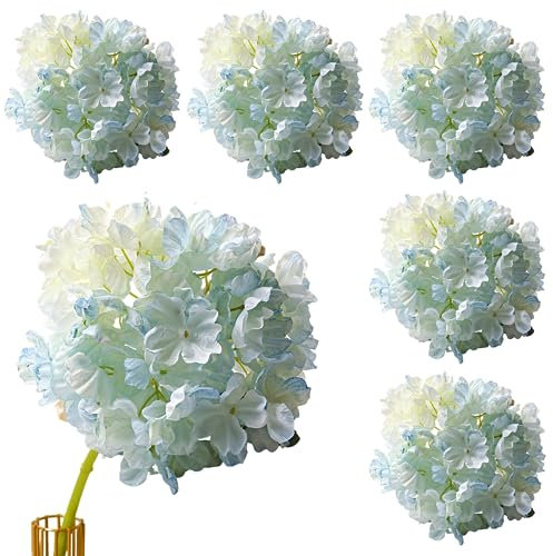Nvzi 5 fiori artificiali di ortensia blu in seta, 36 cm, fiori finti di ortensia per matrimoni, casa, giardino, centrotavola