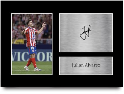 HWC Trading Julian Alvarez Atletico Madrid Regalos Impresos Imagen De Autógrafo Firmado Para Los Aficionados Al Fútbol Y Partidarios - A4