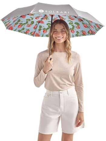 Solbari Ultra Compact Sun Protective Umbrella UPF50+ (SUMMERSTRAWBERRY)