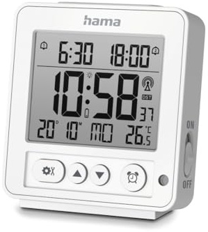 Hama Digitaler Funkwecker Rhodos, LCD, Weiß