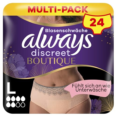 Always Discreet Boutique Inkontinenz-Höschen Plus Rosé, Für Frauen, L, 24 Höschen, Fühlt Sich An Wie Unterwäsche, Super Saugfähig, Das Design Schmiegt Sich Ihrem Körper An Für Eine Angenehme Passform