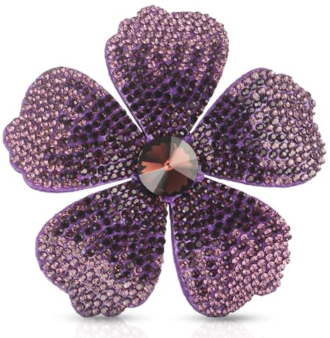Mecool 7,5 cm Blumen-Haarspange für Hochzeiten Party erstellte Kristallbrosche Corsage Haar für Frauen | Blumen-Haarschmuck Haarspange Haarschmuck für Frauen Accessoires lila