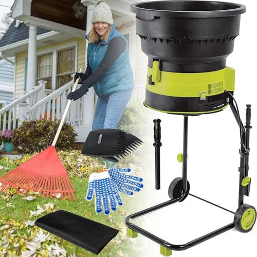 Trituratore elettrico foglie senza lame 2500 W, trituratore elettrico giardino con cavo, 8.000 giri/min, tritura fino a 208 litri foglie al minuto per foglie, erba e residui giardino.,Powercord×50m