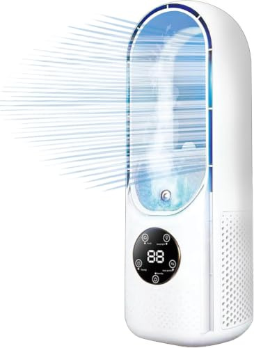 Générique 2026 Nouveau Ventilateur Rafraîchissant sans Pales, Climatiseur Silencieux, 300 ml, 6 Vitesses, Refroidisseur d’Air USB pour Maison, Bureau, Camping [Classe énergétique A+] (Blanc)