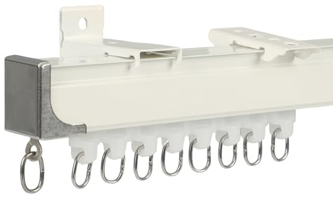 Ceiling Curtain Track Set, Aluminum Heavy Duty Curtain Rail, Ceiling Mounted Curtain Track and Fittings for Room Divider, Windows, Privacy (White 400cm)