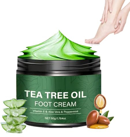 Tea Tree Oil Foot Cream,Anti-Chapping Foot Nourish Care Cream for Dry,Cracked Skin | Intensive Moisturizes,Repairs Dry Rough Skin Fast | Foot Repair Cream for Feet Hands Elbows / 1.764 Oz