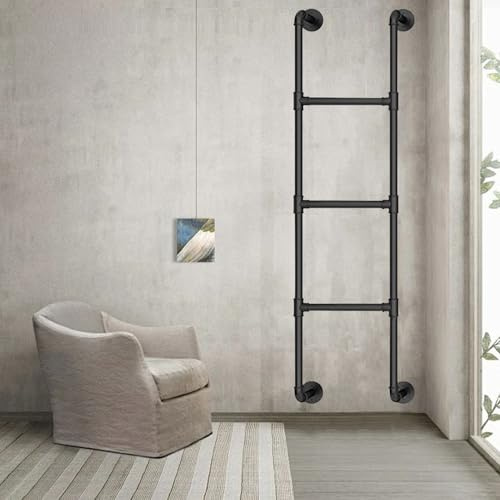 Scala a Soppalco per Letto Aello per Appartamenti, Scala Di Emergenza a Parete per Pozzetto Finestra, Scala Di Sicurezza in Ferro Battuto Nero per Interni Ed Esterni/1.65M/5.4Ft/65In