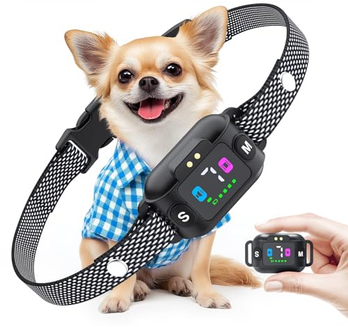 CAWJUG Anti Bark Collars for Dogs, Rechargeable Dog Barking Collars with Humane Beep & Vibration Modes, 3 Working Modes, 7 Sensitivities, Bark Collar for Small Dogs IP67 Waterproof