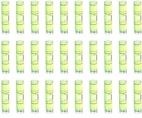 sourcing map 30pcs Small Cylindrical Bubble Level Vials 35x8mm PMMA Mini Horizontal Bubble Spirit Level Measuring Layout Tools for RV TV Picture Frame Hanging Tool Leveler