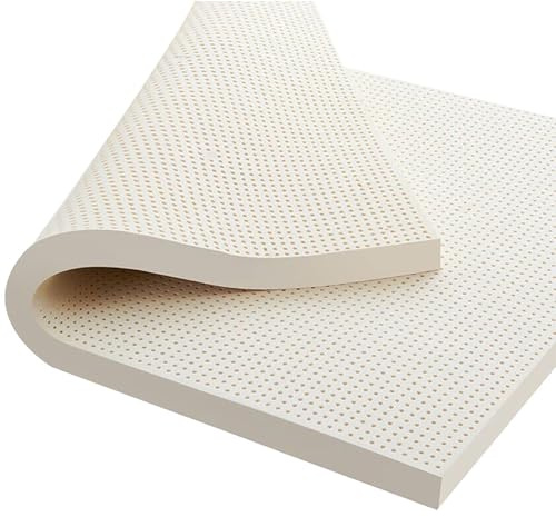 Topper per materasso in 100% lattice naturale di alta qualità, spessore 2,5 cm, fodera in cotone traspirante per comfort e sollievo dal dolore alla schiena, queen size 100 x 200 cm, ipoallergenico e