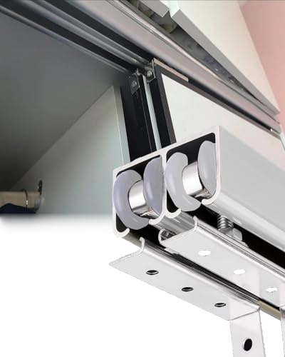 Minglez Kit Porta Scorrevole Kit Scorrevole per Porta Scorrevole Doppia da 2.0 4.5 5.5 6.5 7.5 8.5 9.5 m, Set di Binari Bypass e Ferramenta per 2 Ante/Porta in Legno(5.7ft/170cm)