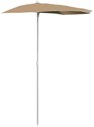 Ombrellone da giardino, parasole semicircolare 180x90 cm in poliestere resistente ai raggi UV con palo in acciaio e 5 stecche robuste, facile da aprire e chiudere, per relax in giardino, spiaggia e te