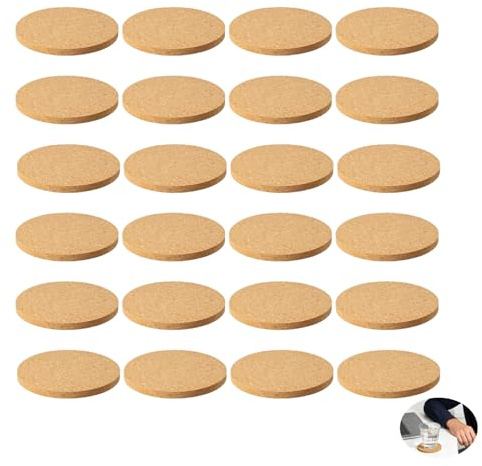 24 Pcs Dessous de Plat en Liège, 0.3 * 10cm Dessous de Verres Ronds en Liege Protecteurs de Vaisselle, sous-Verres Ronds Poele Protection Plat Résistant Chaleur Adaptés Maison Bar Café L'entreprise