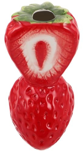 GALPADA Petit Vase Décoratif en Céramique Rouge de Fraise, 15 Cm de Hauteur, pour Composition de Fleur, Centre de Table Original pour Salon, Bureau ou Décoration Saisonnière