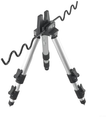 BlesConi Trípode retráctil para caña de pescar, soporte ligero de aleación de aluminio con pinchos, para cañas telescópicas y de mano (A plateado)