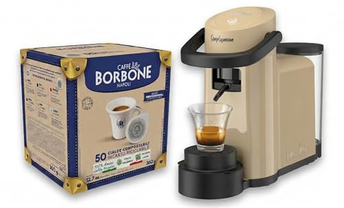 CAFFÈ BORBONE Simplymoon Macchina da Caffè a Cialde (Sabbia, Macchina + Cialda Blu)
