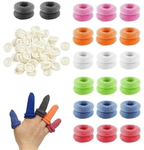 50Pcs Cotton Tubular Finger Bandages, Breathable Colourful Finger Cots & Finger Covers,Disposable Tubular Bandage for Work Kitchen Finger Protection Gloves, Thumb & Finger Stall for Daily Home Use