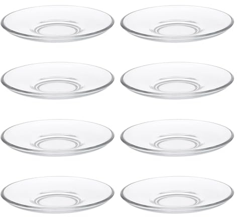 KAILIKETIY Piattini da Tè in Vetro Trasparente Rotondi 9X9 CM, Set da 8 Pezzi per Dessert e Sottobicchieri, per Ristorazione e Occasioni Speciali