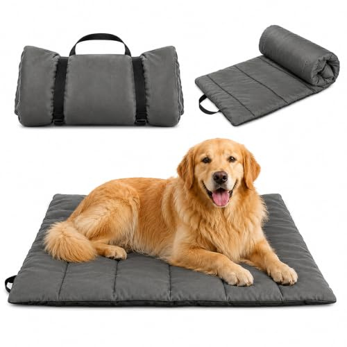XPJBKC Hundedecke für Unterwegs, 110 × 68 cm Hundedecke Outdoor Wasserdicht & rutschfeste, Waschbares Reisedecke Hund, Faltbare und Tragbar Hundematte Outdoor für Hundekiste Reise Camping (Grau)