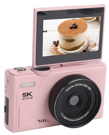 Bewinner 5K 80MP Digital Camera with 18X Zoom, Autofocus Compact Travel Camera, 3 Inch Flip Screen, Anti Shake Video Recorder, Webcam Function for Beginners, Teens and Students