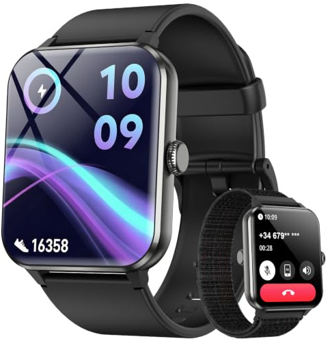 Blackview Smartwatch Hombre (Realizar/Recibir Llamadas), 1.85 Reloj Inteligente Hombre - Pulsómetro/Oxímetro/Sueño, Whatsapp Mensajes, Pulsera Actividad - 100 Modos Deportivos, Podómetro, Android iOS