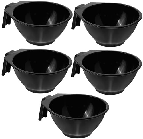SHINEOFI 5 Pièces Bol de Teinture Capillaire en Plastique Noir, Léger et Portable, pour Usage Personnel ou Salon de Coiffure, Outil Pratique pour Mélanger la Coloration Cheveux