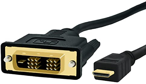 BIGtec Mini câble HDMI vers DVI, plaqué or, avec adaptateur HDMI C vers adaptateur 18+1 DVI 1,5 m