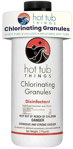 Hot Tub Things Chlorine Granules for Hot Tub & Spa, Quick-Dissolving Chlorinating Concentrate Disinfectant & Oxidizer, Pool Sanitizer & Shock Treatment for Clean Water, Sodium Dichlor Powder, 2 lbs