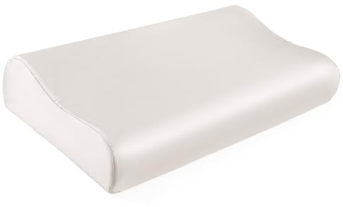 THXSILK 19 Momme Maulbeerseide Kissenbezug für Kontur Gedächtnisschaum Kissen Latex Cervical Kissenbezug, Hypoallergen Waschbar (50 x 30 x 10/7 cm, Natürliches Weiß)