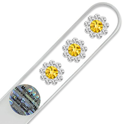 Glasnagelfeile von Hand dekoriert mit Swarovski Elements, geliefert in einer Hülle aus schwarzem Samt - Echtem gehärteten Glas aus Tschechien