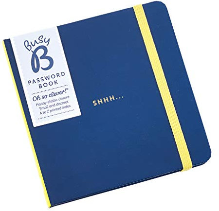 Busy B Password Book - Navy Cover – All your Passwords in One Place Store a Maximum of 186 Internet Login Details - Compact & Discreet Design with A-to-Z Index & Elastic Closure Band