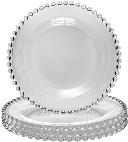 Dibor Set of 4 Glass Side Plates - Glass Dining Crockery - D20.5cm
