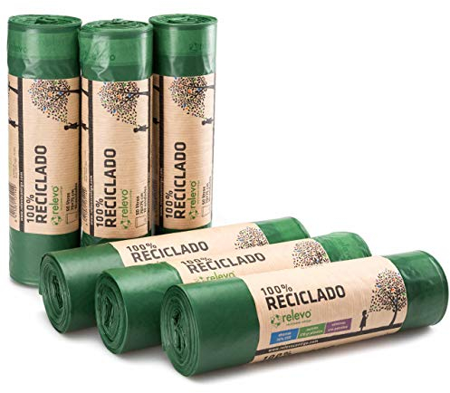 Relevo Sacchi Spazzatura 100% riciclati, 50 Litri, 60 unità