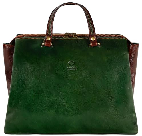 Time Resistance Schultertasche Damen - Handtasche aus Leder - Made in Italy - Ledertasche - Shopper - Tasche für Damen