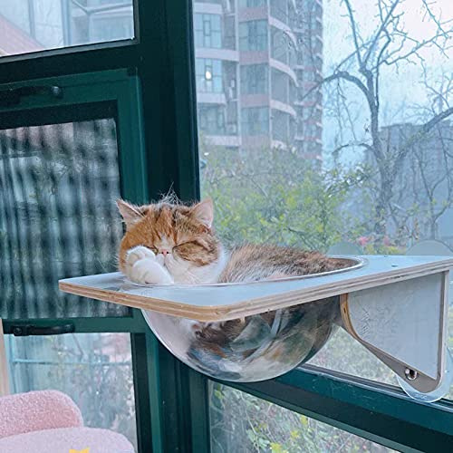 SBY Cat Window Perch,Cat Hammock Transparent Capsule Bed,Space Saving Window Mounted Cat Seat for Kitty, Durable 4 Suction Cups Holds Up to 20kg Heavy Duty