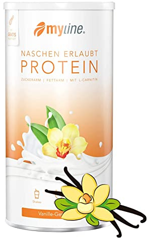 Myline Protein Shake Eiweißpulver viele Geschmacksrichtungen 400g + Maßband (Vanilla)
