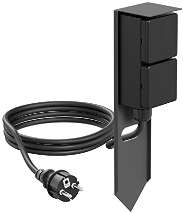 ledscom.de Presa da giardino a colonna PIWI con picchetto a terra e cavo da 2 m per esterni, IP44, a 2 vie, antracite