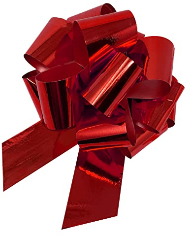 Oblique Unique® Geschenk Schleife mit Geschenkband Glänzend für Geschenke Tüten Zuckertüten für Weihnachten zum Basteln Dekorieren Verzieren UVM. (Rot)